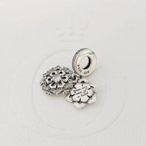 Pandora Sparkling Snowflake Double Dangle Charm Christmas Gift